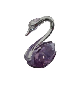 Minik Mor Kuğu Kristal Cam El Yapımı 6x7cm Tekli