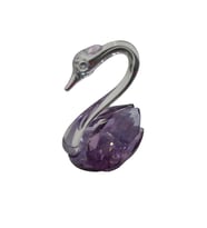 Minik Mor Kuğu Kristal Cam El Yapımı 6x7cm Tekli