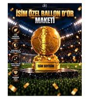 İsime Özel Ballon d'Or Futbol Ödülü Maketi Altın Top Dekoratif Kupa