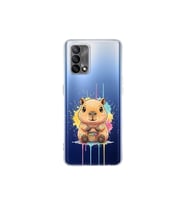 Oppo A74 ile Uyumlu Splash Kapibara Tasarımlı Şeffaf Silikon Kılıf