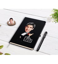 BK Gift Kişiye Özel Godfather Baba Karikatürlü Siyah Defter ve Kalem Hediye Seti-1