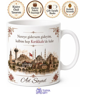 Kırıkkale Memleket Hatırası Kupa Bardak Hediye Baskılı Porselen Mug