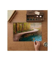Ahşap Köprü - Göl - Orman Tasarımı 240 parça Ahşap Puzzle Ahşap Kutuda MP09702