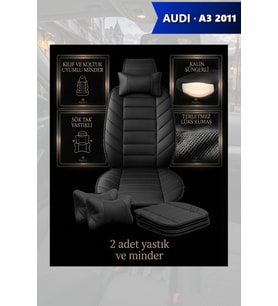 audi a3 2011 Koltuk ve Kılıf uyumlu Lüks Siyah Minder Yastık 2 Minder 2 Yastık