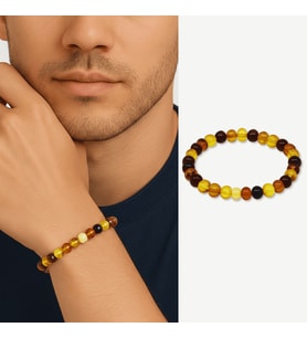 Süzme Multicolor Renk Natural Form Doğal Damla Kehribar Erkek Bileklik