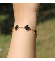 Gold Siyah Renk Van Cleef Model Paslanmaz Çelik Bileklik