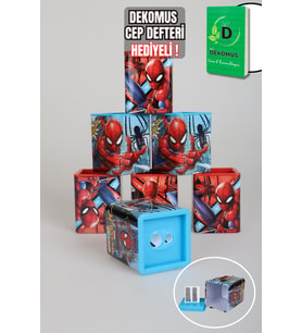 DEKOMUS CEP DEFTERİ VE LİSANSLI SPIDERMAN ÖZEL TASARIM KALEMTRAŞ 2'LİSİ (Kırmızı)