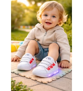 Işıklı Unisex Çocuk Spor Ayakkabı - Mor Renkli Ve Sentetik Deri Malzemeli - PEMBE / 27