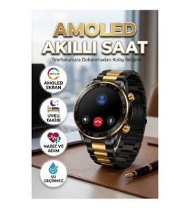 Amoled Akıllı Saat 3 Bileklikli Bluetooth 5.1 GPS Uyumlu Uyku Nabız Adım Takipli