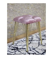 Kare Gold Kaplama Telli Ayaklı Tabure - Oturak - Bar Taburesi - Ayaklı Tabure Pembe Renk 48 x 33 Boyut/Ebat (Çok Renkli)