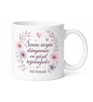 Kişiye Özel Anneye Sevgi Dolu Mesajlı Kupa Bardak Hediye