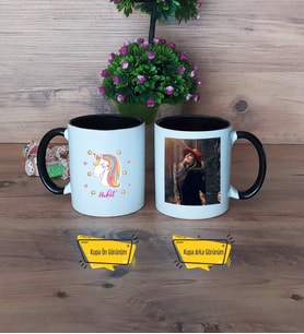 Unicorn Kupa Bardak Siyah Fotoğraflı