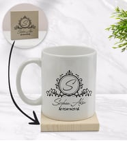 BK Gift Kişiye Özel İsimli Beyaz Kupa Bardak ve Ahşap Bardak Altlığı Hediye Seti - Model 11