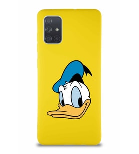 Samsung Galaxy A71 Soft Premier Kapak Donald Duck-B Tasarımlı Silikon Kılıf - Sarı (Şeffaf)