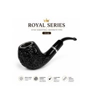 Şık Siyah Kabartmalı Dekoratif Pipo 15 cm, Metal Hazneli Premium Bent Tasarım