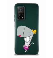 Xiaomi Mi 10T Pro Soft Premier Kapak Pearl Yengeç Tasarımlı Silikon Kılıf - Yeşil (Şeffaf)