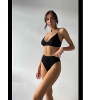 Fantezia Night Kadın Gri Antrasit Kaşkorse ve Beyaz Lastikli Cut-Out Tanga Külotlu Takım