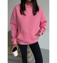 kadın kapüşonlu kanguru cepli oversize sweat NBG109
