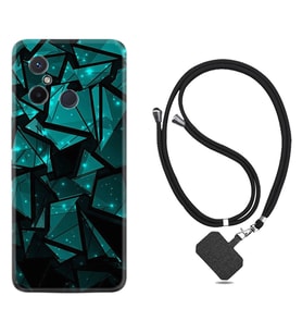 Xiaomi Redmi 12C Kılıf Resimli Boyun Askılı İpli Desenli Silikon Green Prizmas 1348