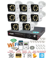 FURY 8 Kameralı 5mp Lens 1080p 2mp Color Görüntü 8 Warm Led Gece Görüş FullHd Güvenlik Kamera 5525W1TB