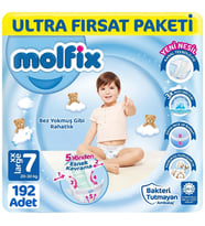 Molfix 7 Beden Bebek Bezi Ultra Fırsat Paketi 48x4 192 Adet