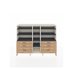 Hyperion Dolap 10 Raflı 6 Çekmeceli  220x44x163 Aytaşı-Antrasit/Çam
