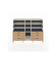 Hyperion Dolap 10 Raflı 6 Çekmeceli  220x44x163 Aytaşı-Antrasit/Çam
