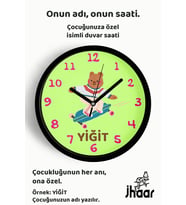 İsme Özel Kaykaylı Ayı Çocuk Odası Duvar Saati Orta Boy 30 cm Siyah Camlı Sessiz