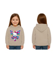 Unisex hello kity  Baskılı Çocuk Swaetshirt  Baskılı Kapüşonlu 3 İplik Şardonlu (Taş)