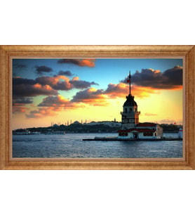 EV İŞYERİ OFİS İÇİN ALTIN ÇERÇEVELİ PASPARTULU TABLO VB187