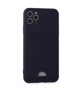 Apple iPhone 11 Pro Max Kılıf Kelvin Kartvizitli Silikon - Derin Mor