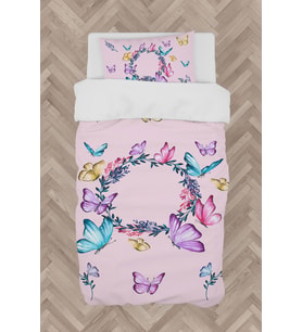 MEKTA HOME BEBEK VE ÇOCUK ODASI Seksek ve Kelebek Desenli Pembe Nevresim Takımı