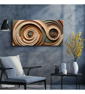 Yatay Panoramik Kanvas Tablo Soyut Spiral Kabartma Görünümlü Modern Tablo Ev Ofis Duvar Dekoru