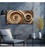 Yatay Panoramik Kanvas Tablo Soyut Spiral Kabartma Görünümlü Modern Tablo Ev Ofis Duvar Dekoru
