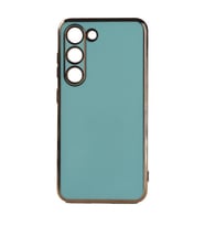 Galaxy S23 Kılıf Kamera Korumalı Altın Kenar Tasarım Silikon (Mavi)