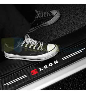 Seat Leon Logo Arma Karbon Kapı Eşiği Koruma Araba Etiket Oto Sticker Yapıştırma 4 Parça