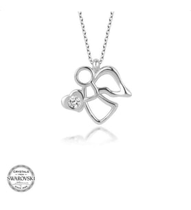 SWAROVSKİ TAŞLI MELEK 925 AYAR GÜMÜŞ KOLYE