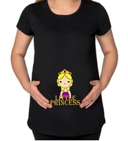 BK Gift Little Princess Tasarımlı Siyah Hamile Tişört-1, Hamile Giyim, Eşe Hediye