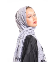 Geometrik Desen Pavia Seri Şal Eşarp Askısı ile Birlikte 75x200 cm Gri-75x200