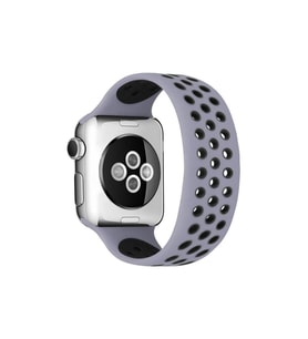 Apple Watch 38mm Ayarlı Delikli Silikon Kordon - Gri-siyah