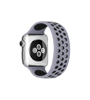 Apple Watch 38mm Ayarlı Delikli Silikon Kordon - Gri-siyah