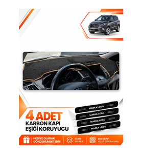 FORD KUGA (2015-2019) Uyumlu Ön Torpido Koruma Kılıfı Halısı - Siyah Kahverengi