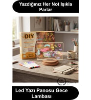 #LedYazıPanosu DIY Işıklı Not Tahtası Gece Lambası Akrilik Masaüstü Mesaj Levhası 7 Renk Kalem 6 Çiz