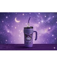 Pipetli Çelik Termos Bardak 900ml - Hello Kitty, Pikachu, Stitch Tasarımlı Sızdırmaz Mug Kupa Matara (Y. Mor)