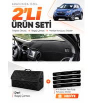 HYUNDAİ İX35 (2009-2015) Uyumlu Torpido Örtüsü + Deri Bagaj Çantası + Sticker Seti - Siyah