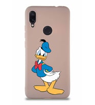 Xiaomi Redmi Note 7 Pro Soft Premier Kapak Donald Duck-D Tasarımlı Silikon Kılıf - Pudra (Şeffaf)