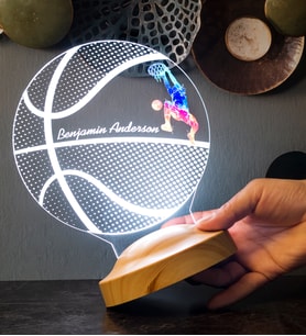 Basketbol Severlere Hediye, İsimli Basketbolcu Hediyesi 3D Led Lamba, Basketbol Hocasına Hediye, Basketbol Topu Lamba