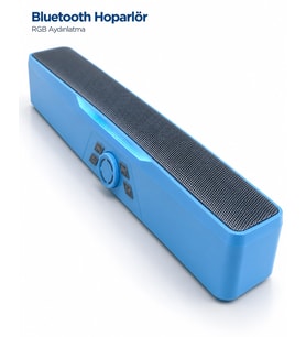 Monitör Altı Kullanıma Uygun Rgb Işıklı Bluetooth Soundbar Hoparlör 1500 Mah Mavi