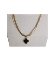 Çelik Kolye Çift Zincirli, İtalyan Zincir Ve Normal Zincirli Yonca Uçlu Kolye