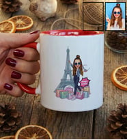 Kişiye Özel Karikatürlü Eyfel Kulesi Kupa Bardak Doğum Günü Hediyesi